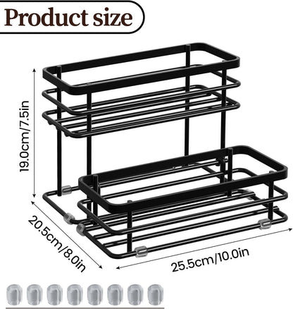 8 Bottle Coffee Syrup Organizer Rack, 2 Tier Coffee Syrup Stand Holder for Coffee Bar, Coffee Syrup Organizer for Countertop, Small Wine Rack for Family, Storage for Syrup, Dressing, Black