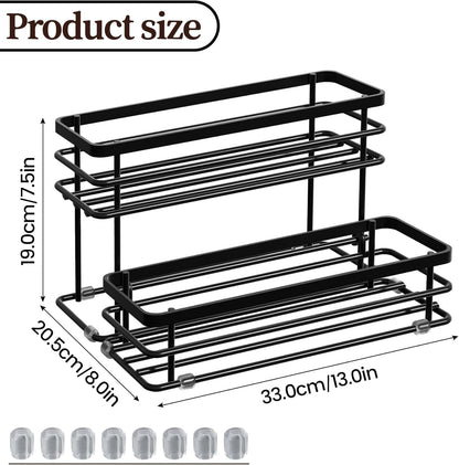 8 Bottle Coffee Syrup Organizer Rack, 2 Tier Coffee Syrup Stand Holder for Coffee Bar, Coffee Syrup Organizer for Countertop, Small Wine Rack for Family, Storage for Syrup, Dressing, Black