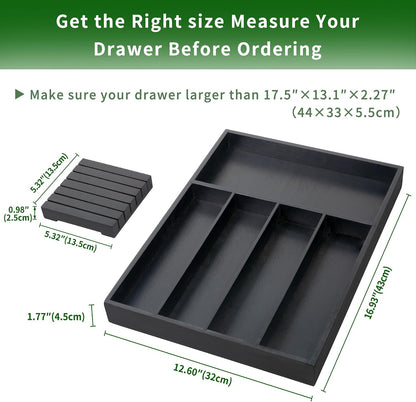 VaeFae Bamboo Silverware Drawer Organizer, 7 Slots, Natural