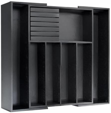 VaeFae Bamboo Silverware Drawer Organizer, 7 Slots, Natural