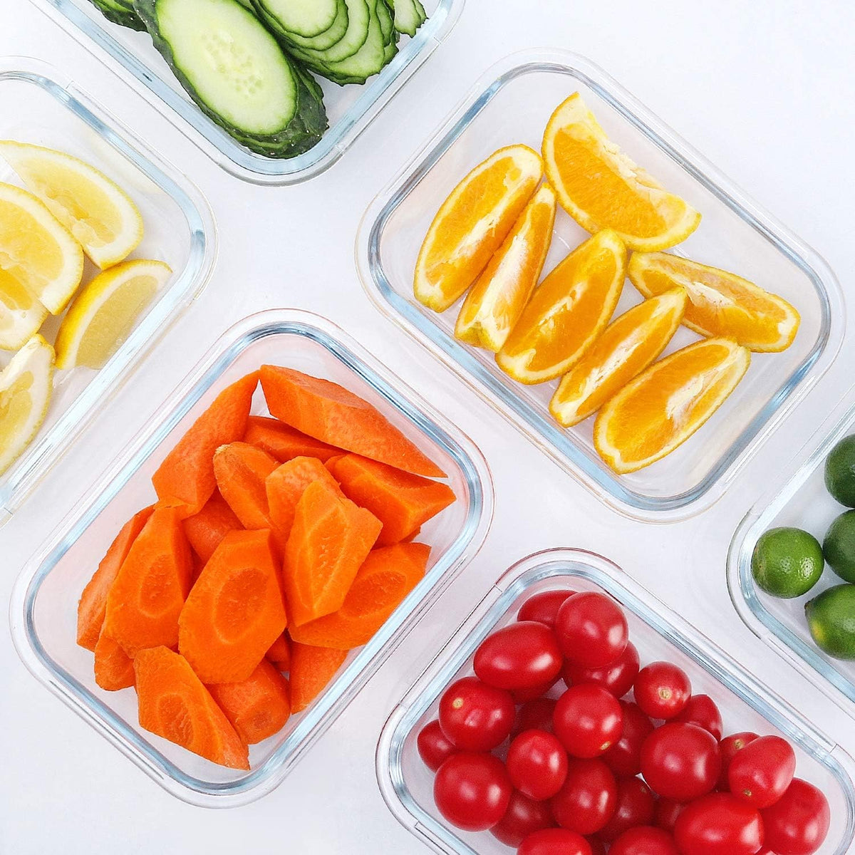 10 Pack,22 oz Glass Food Storage Containers with lids, Gray