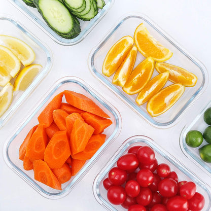 10 Pack,22 oz Glass Food Storage Containers with lids, Gray