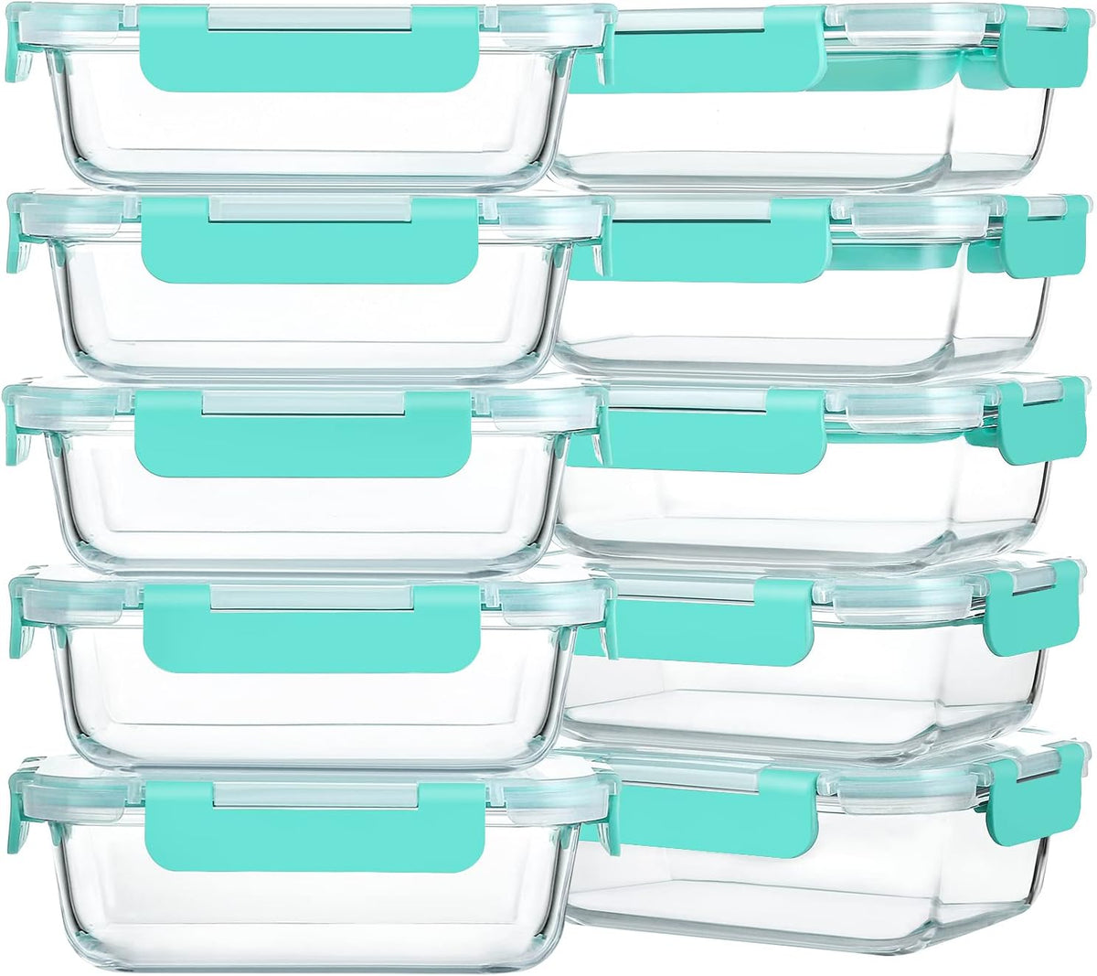 10 Pack,22 oz Glass Food Storage Containers with lids, Gray
