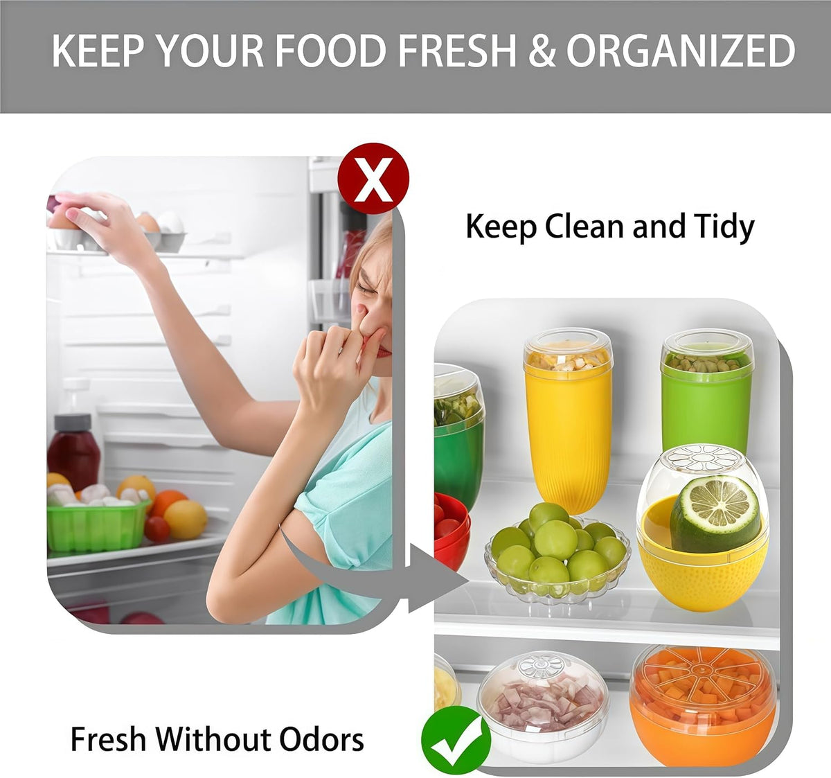 1 Pack Lemon Storage Containers, Lime Saver Fruit Storage Holder Fresh Keeper, Durable Storage Holder for Fridge/Fruit Lovers