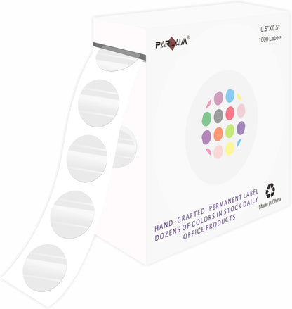 0.5 inch Round Clear Circle Dot Sticker, 1000pcs Transparent Adhesive Label | 1.3cm Translucent Wafer Package Seals, Permanent Adhesive, Easy Peel And Stick, Great For Envelope, Cosmetic Box, Gift Bag