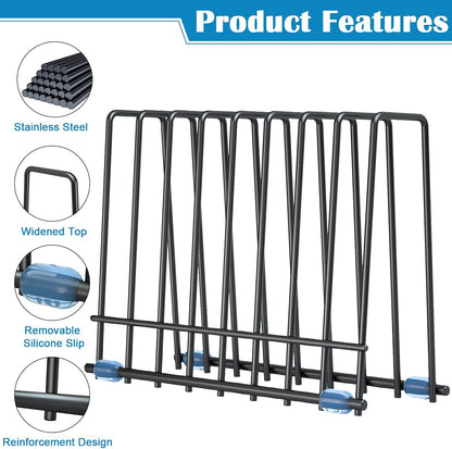 Reusable Storage Bags Rack, Drying Rack for Storage Bags, Stainless Stand for Reusable Freezer Containers & Vacuum Sealer Bags , File Organizer Desktop Storage, Kitchen Storage & Organization (Silver)