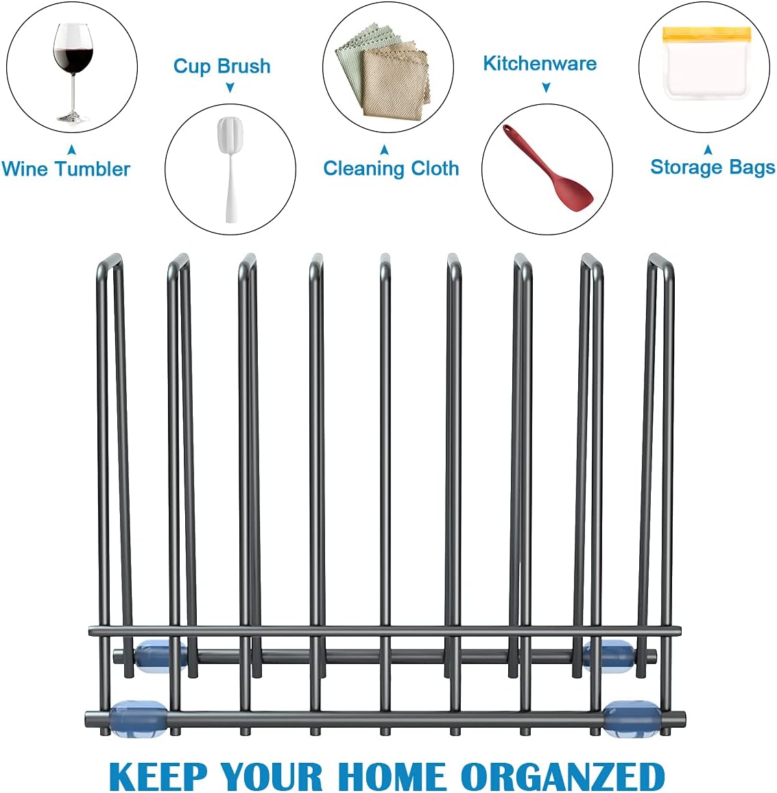 Reusable Storage Bags Rack, Drying Rack for Storage Bags, Stainless Stand for Reusable Freezer Containers & Vacuum Sealer Bags , File Organizer Desktop Storage, Kitchen Storage & Organization (Silver)