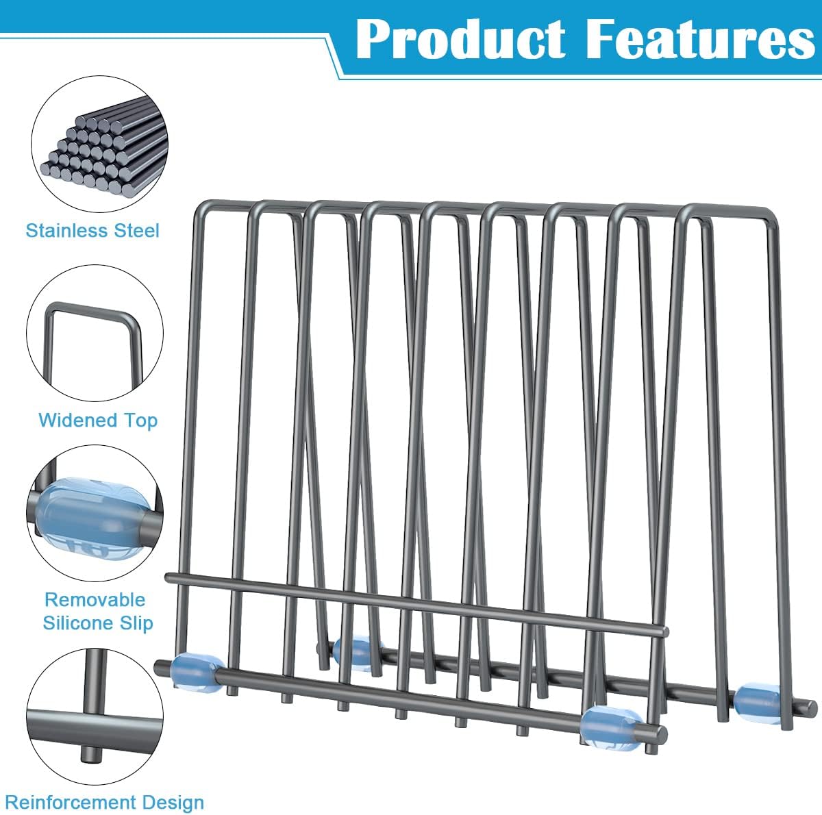 Reusable Storage Bags Rack, Drying Rack for Storage Bags, Stainless Stand for Reusable Freezer Containers & Vacuum Sealer Bags , File Organizer Desktop Storage, Kitchen Storage & Organization (Silver)