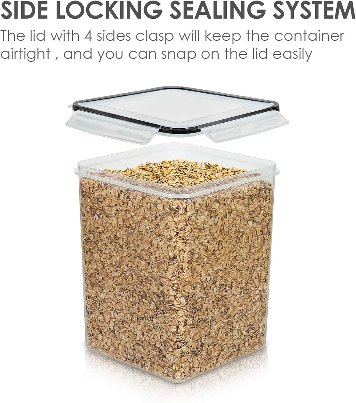 5.2L Flour Sugar Storage Containers, 4 PCS, Black