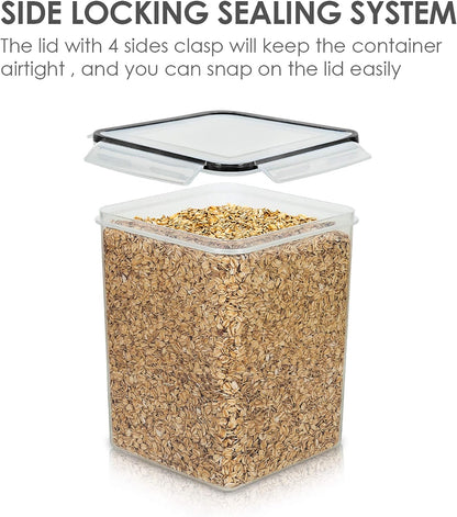 5.2L Flour Sugar Storage Containers, 4 PCS, Black