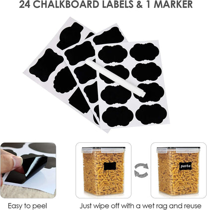 5.2L Flour Sugar Storage Containers, 4 PCS, Black
