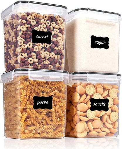 5.2L Flour Sugar Storage Containers, 4 PCS, Black