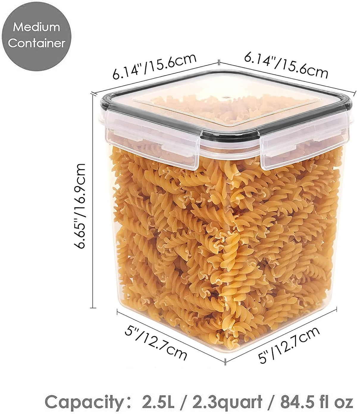5.2L Flour Sugar Storage Containers, 4 PCS, Black
