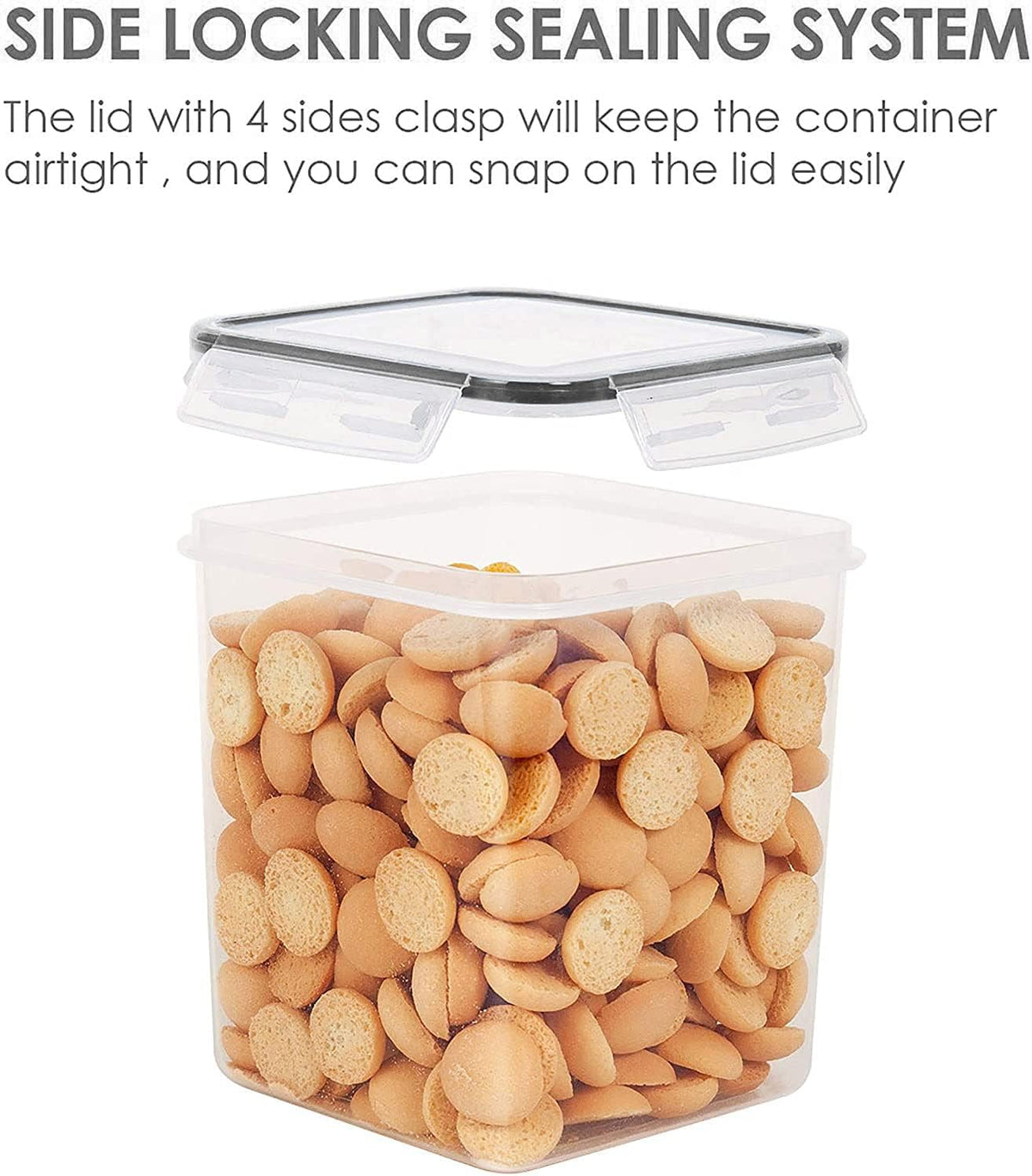 5.2L Flour Sugar Storage Containers, 4 PCS, Black