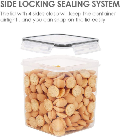 5.2L Flour Sugar Storage Containers, 4 PCS, Black