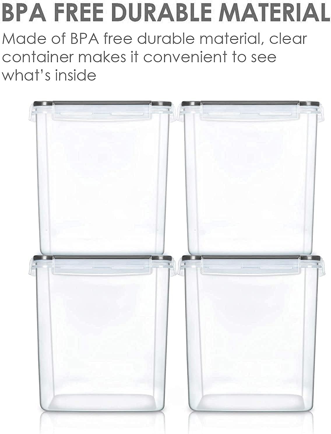 5.2L Flour Sugar Storage Containers, 4 PCS, Black