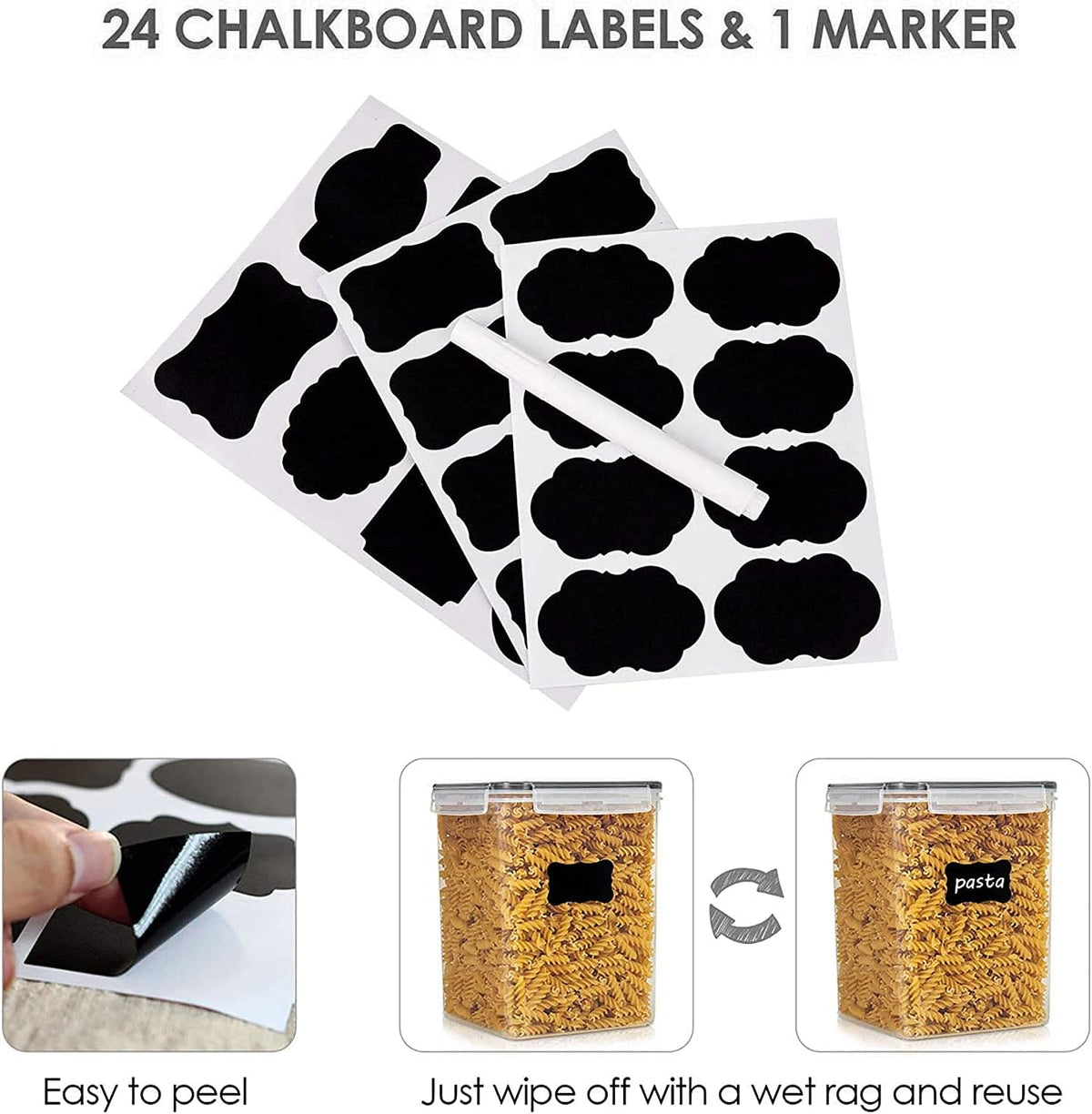 5.2L Flour Sugar Storage Containers, 4 PCS, Black