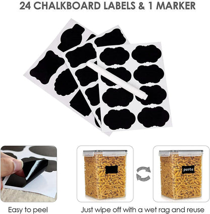 5.2L Flour Sugar Storage Containers, 4 PCS, Black