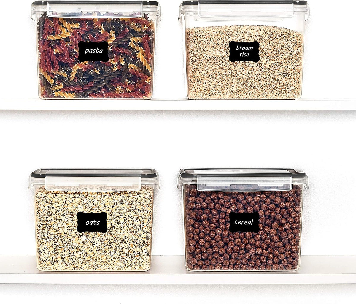 5.2L Flour Sugar Storage Containers, 4 PCS, Black