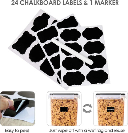 5.2L Flour Sugar Storage Containers, 4 PCS, Black