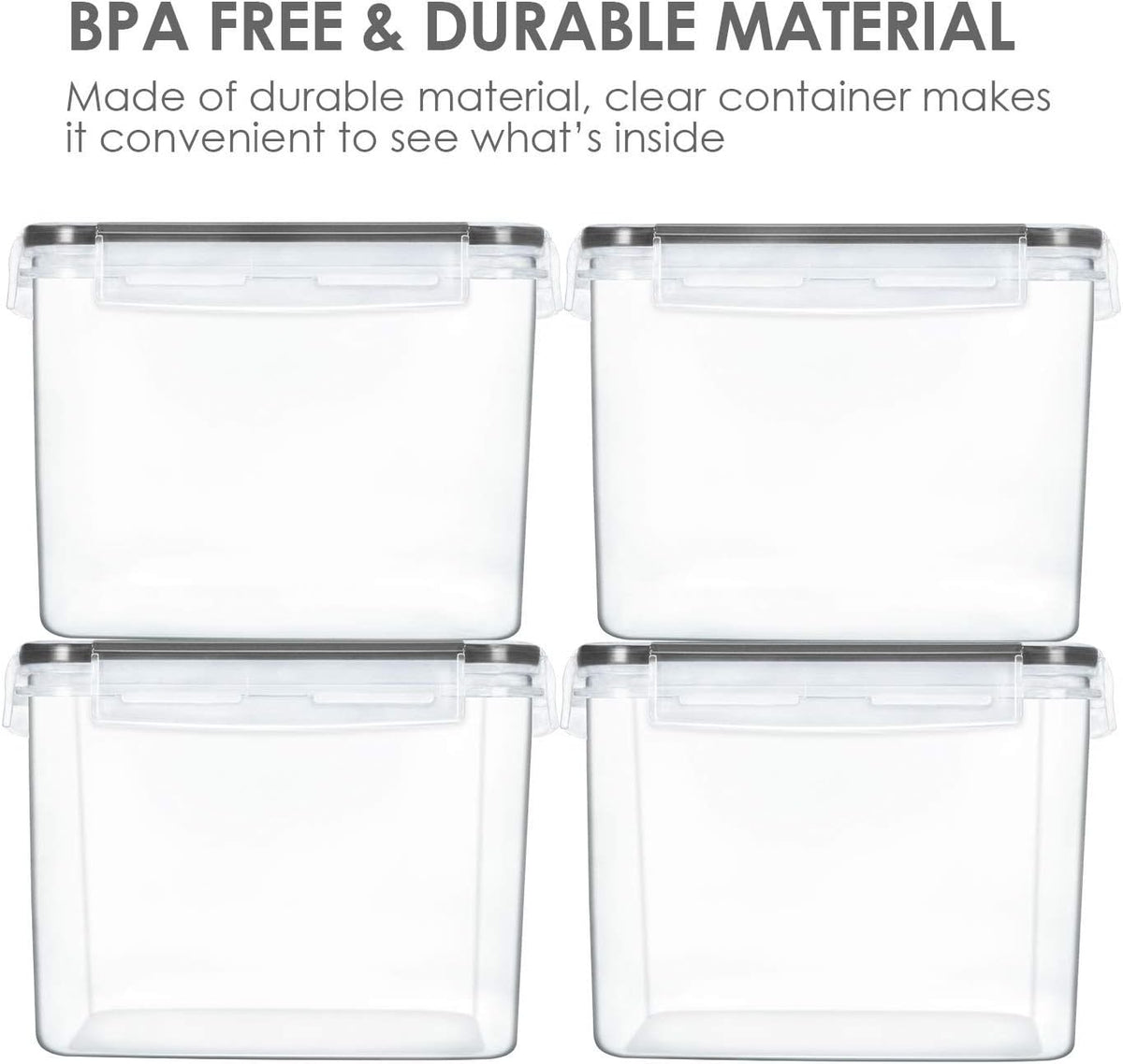 5.2L Flour Sugar Storage Containers, 4 PCS, Black