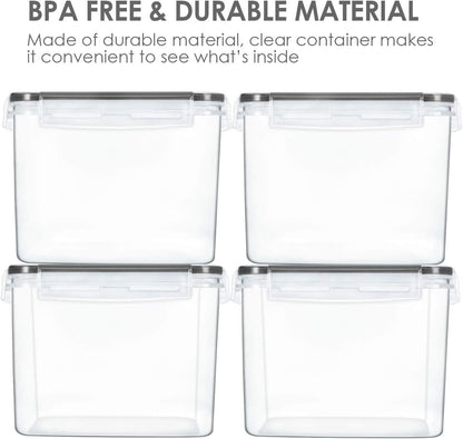 5.2L Flour Sugar Storage Containers, 4 PCS, Black