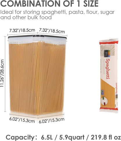 5.2L Flour Sugar Storage Containers, 4 PCS, Black