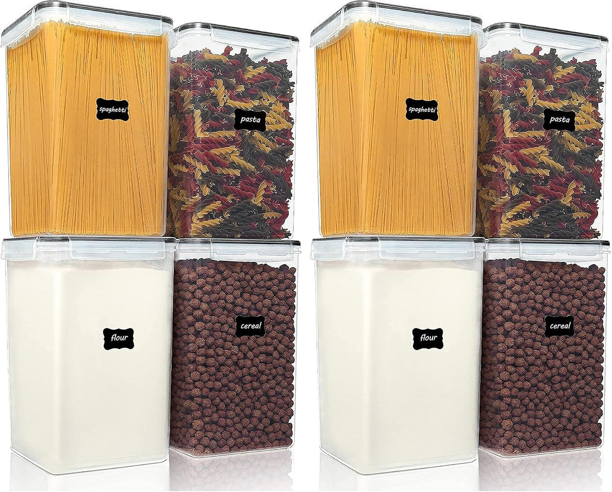 5.2L Flour Sugar Storage Containers, 4 PCS, Black