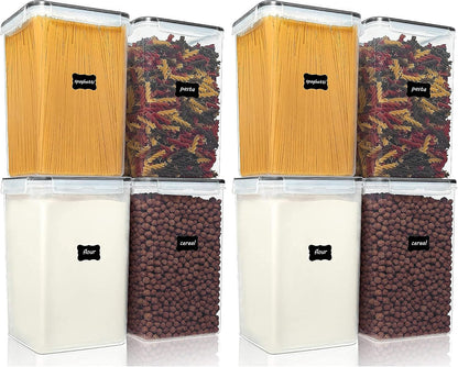 5.2L Flour Sugar Storage Containers, 4 PCS, Black