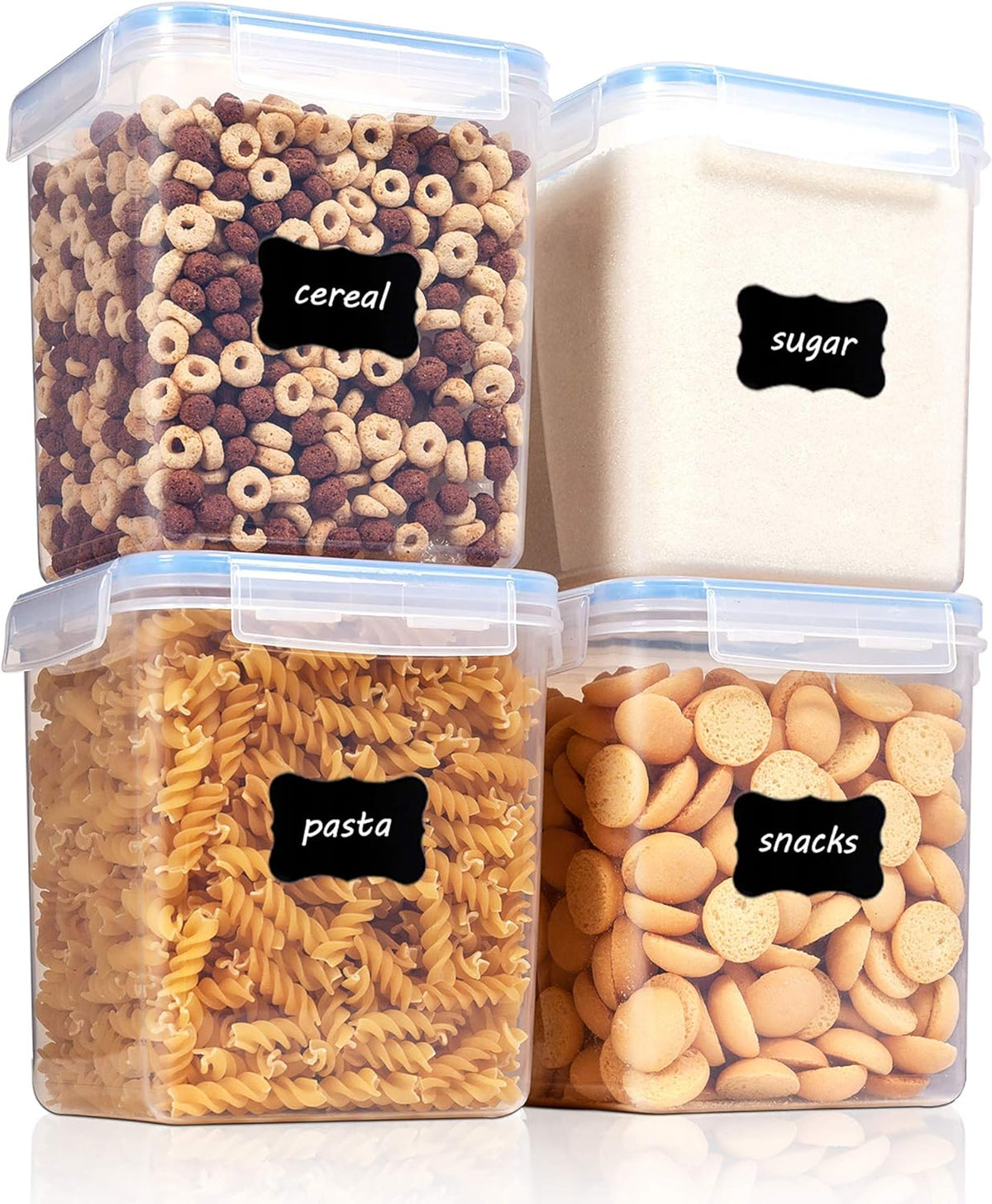 5.2L Flour Sugar Storage Containers, 4 PCS, Black