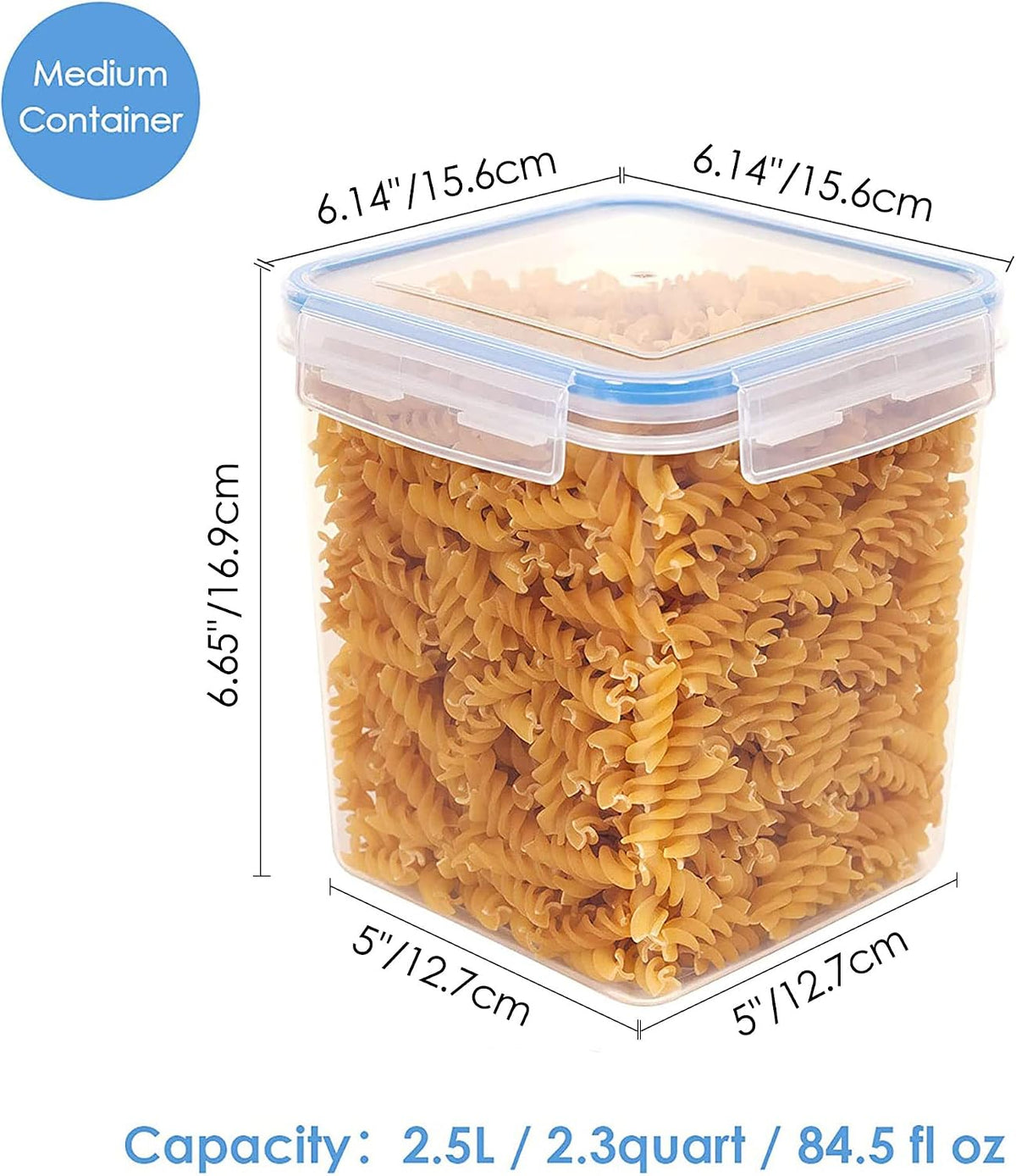 5.2L Flour Sugar Storage Containers, 4 PCS, Black