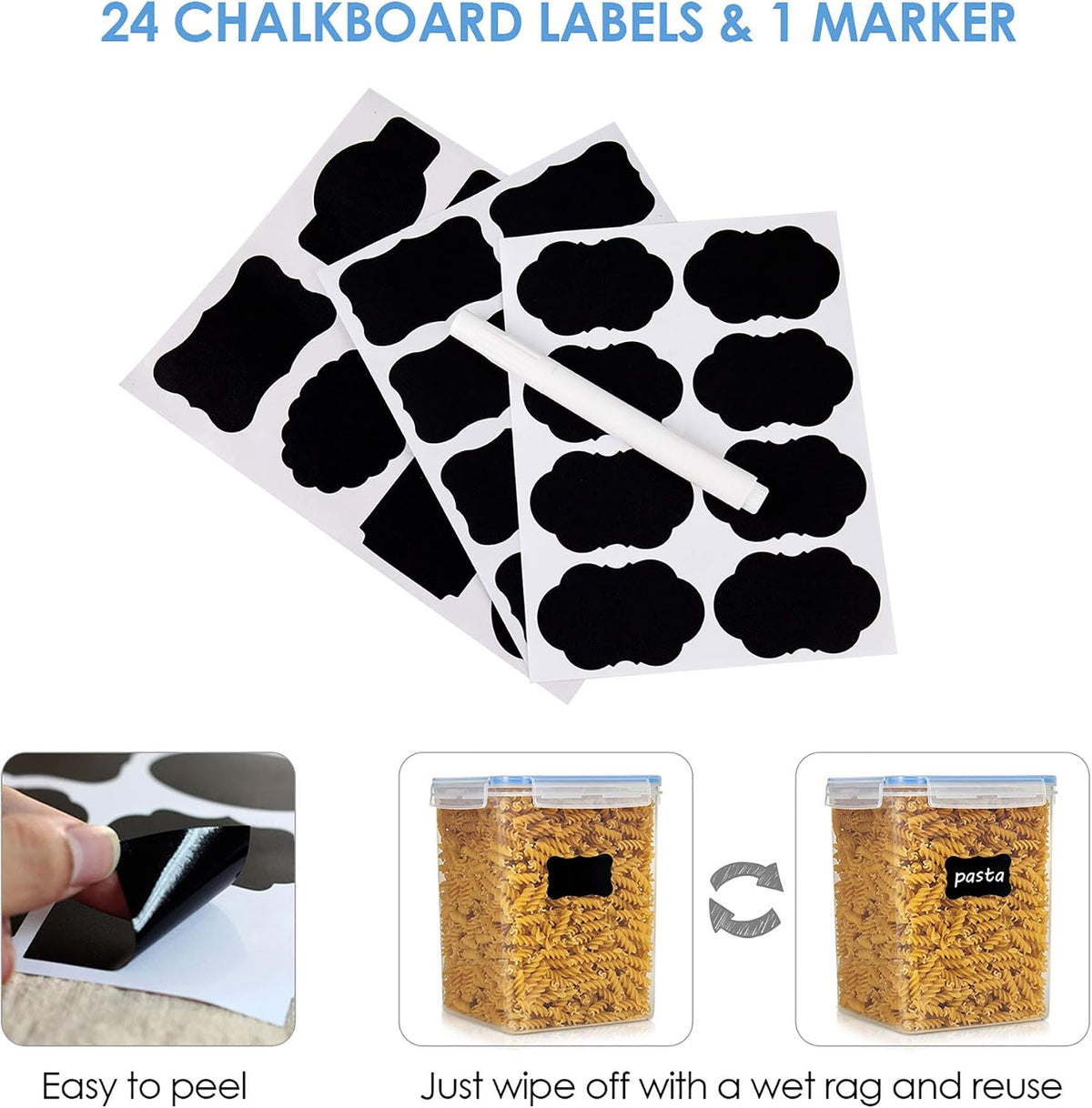 5.2L Flour Sugar Storage Containers, 4 PCS, Black