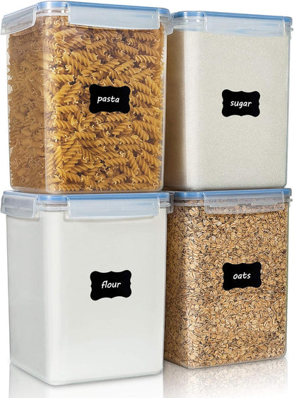 5.2L Flour Sugar Storage Containers, 4 PCS, Black