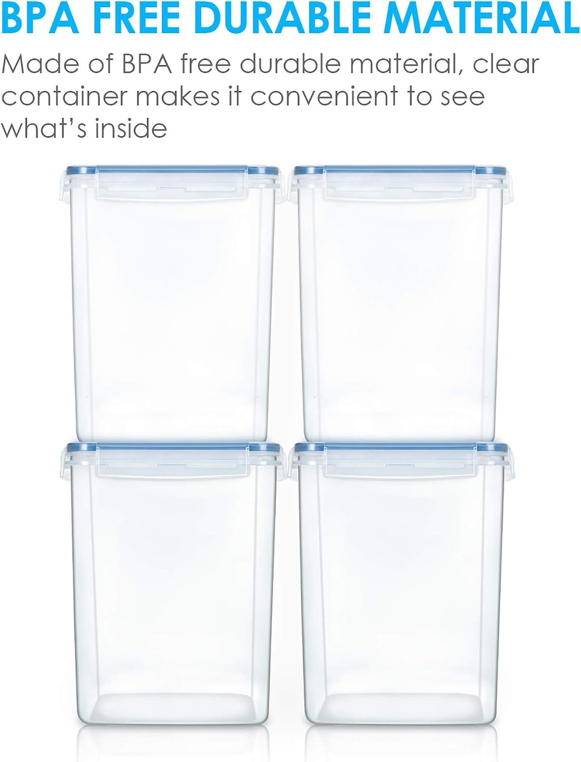 5.2L Flour Sugar Storage Containers, 4 PCS, Black