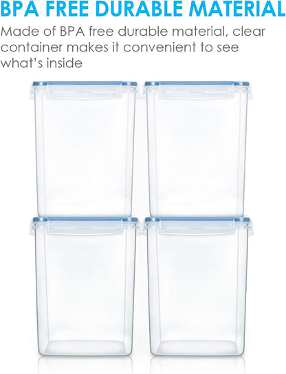 5.2L Flour Sugar Storage Containers, 4 PCS, Black