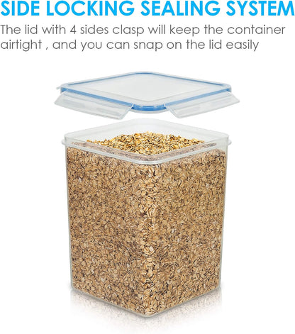 5.2L Flour Sugar Storage Containers, 4 PCS, Black