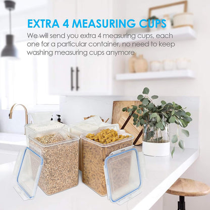 5.2L Flour Sugar Storage Containers, 4 PCS, Black