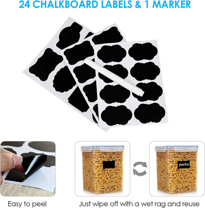 5.2L Flour Sugar Storage Containers, 4 PCS, Black