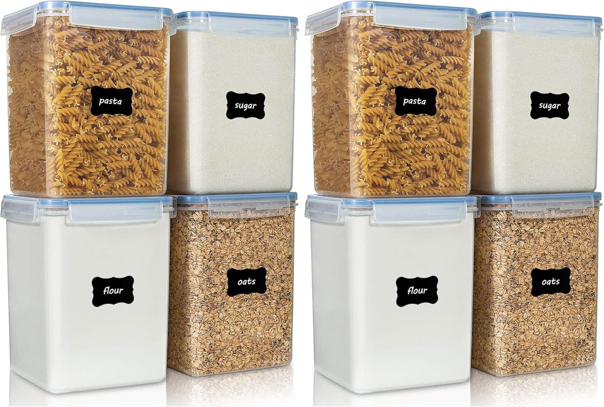 5.2L Flour Sugar Storage Containers, 4 PCS, Black