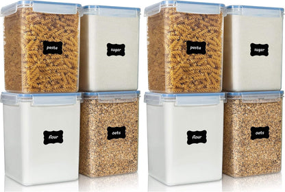 5.2L Flour Sugar Storage Containers, 4 PCS, Black