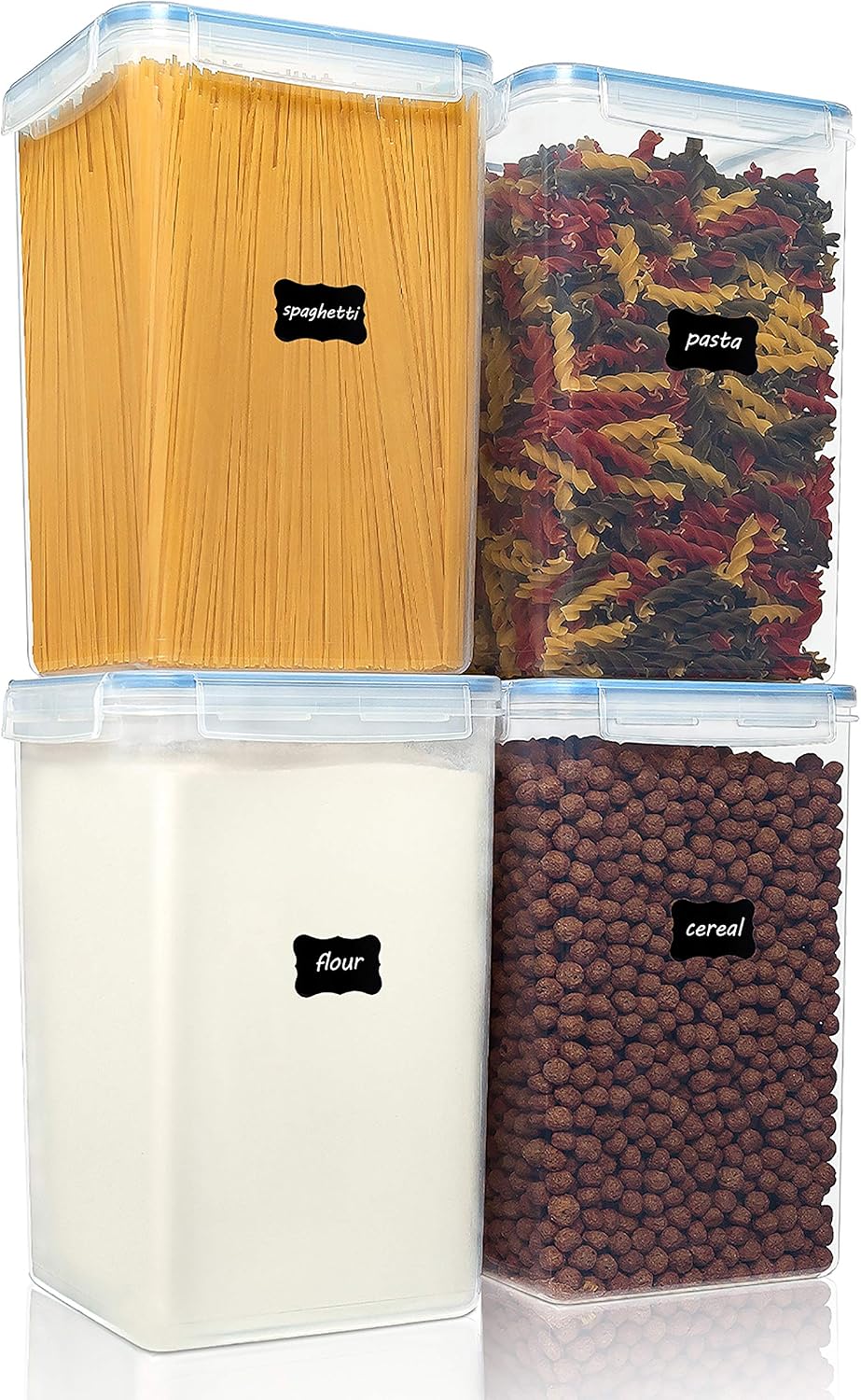 5.2L Flour Sugar Storage Containers, 4 PCS, Black