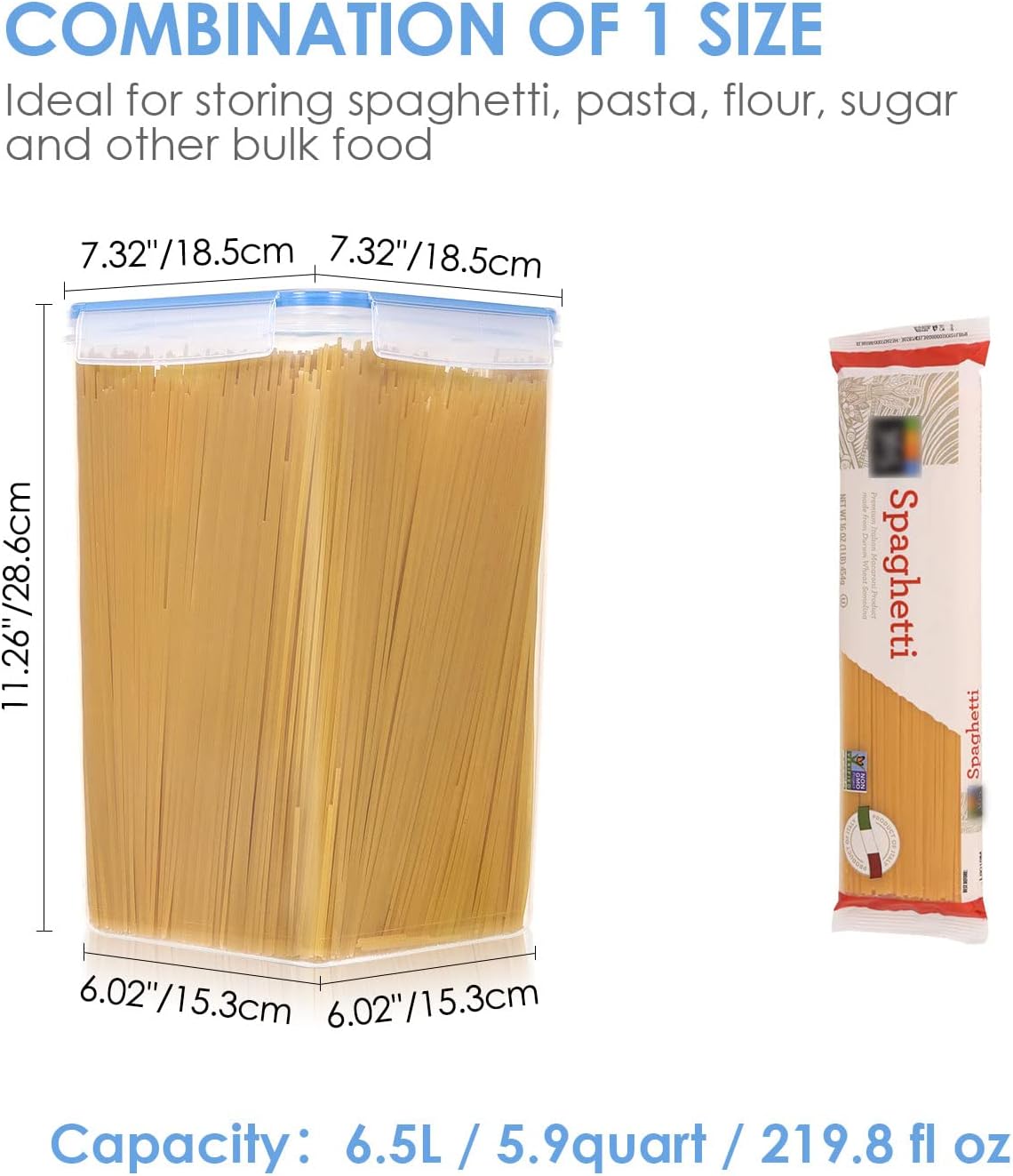 5.2L Flour Sugar Storage Containers, 4 PCS, Black