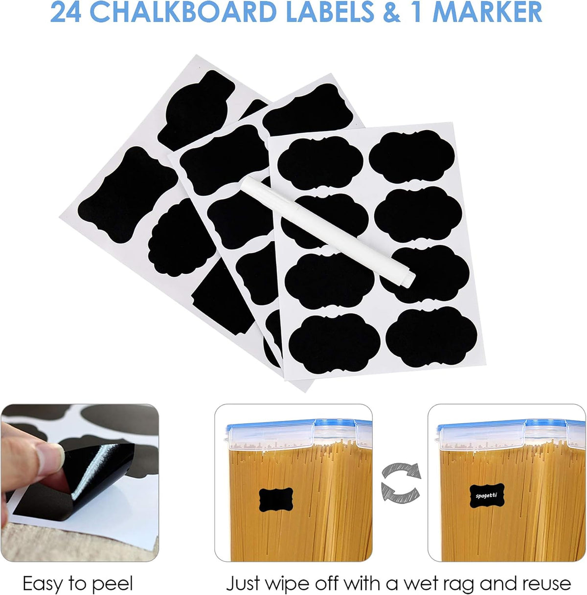 5.2L Flour Sugar Storage Containers, 4 PCS, Black