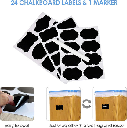 5.2L Flour Sugar Storage Containers, 4 PCS, Black