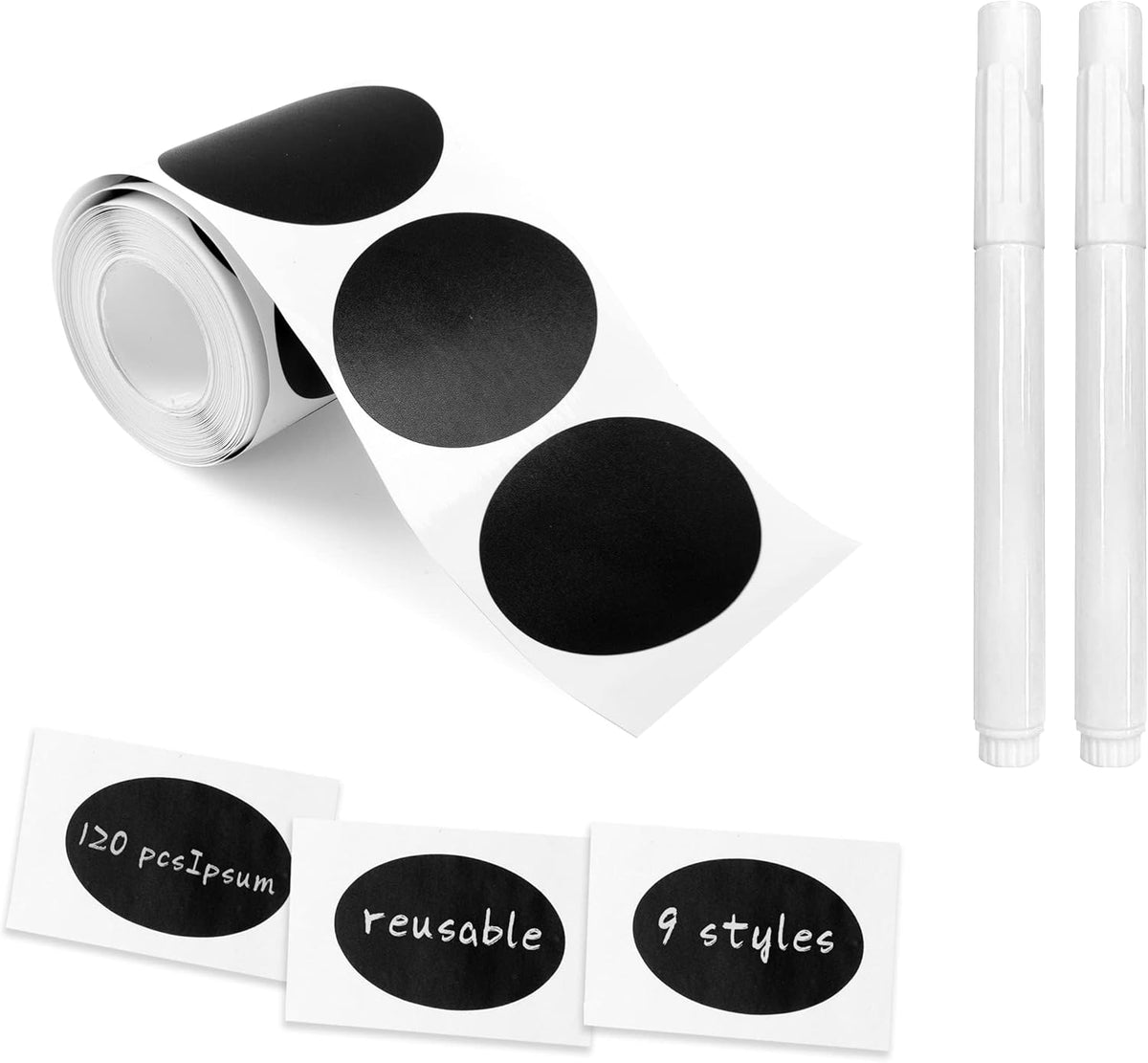 Chalkboard Labels, 120 Pcs Black Reusable Waterproof Labels Stickers, Kitchen Pantry Sticker for Containers, Mason Jars, Condiments, Food Storage (Rectangle)