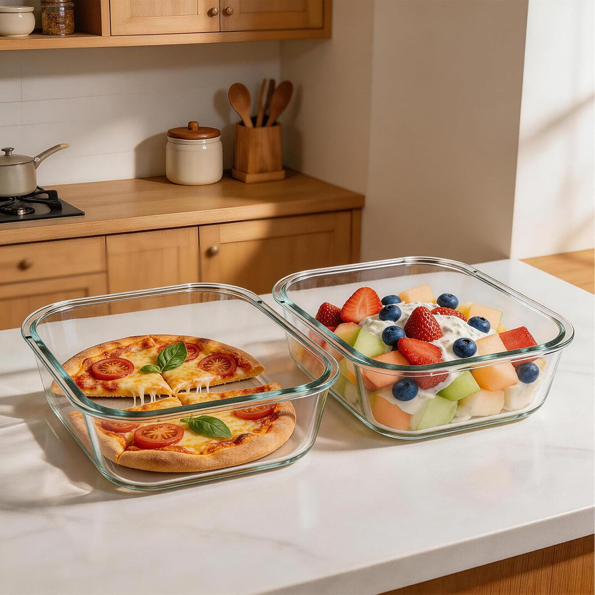 Glass Food Storage Containers with Lids, Meal Prep Containers, Airtight Bento Boxes with Leak Proof Locking for Microwave, Oven, Freezer and Dishwasher, BPA Free