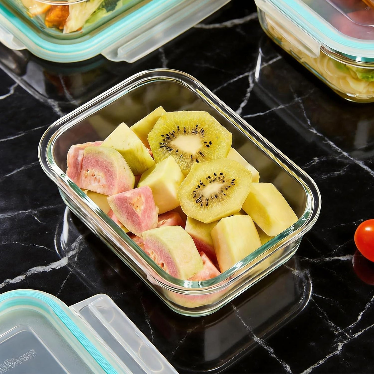 Glass Food Storage Containers with Lids, Meal Prep Containers, Airtight Bento Boxes with Leak Proof Locking for Microwave, Oven, Freezer and Dishwasher, BPA Free