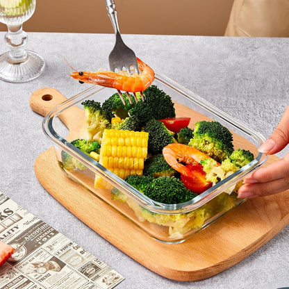 Glass Food Storage Containers with Lids, Meal Prep Containers, Airtight Bento Boxes with Leak Proof Locking for Microwave, Oven, Freezer and Dishwasher, BPA Free