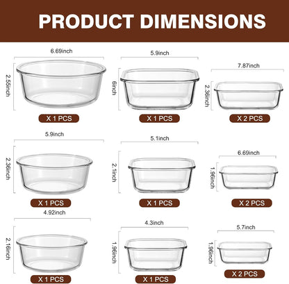 Glass Food Storage Containers with Lids, Meal Prep Containers, Airtight Bento Boxes with Leak Proof Locking for Microwave, Oven, Freezer and Dishwasher, BPA Free