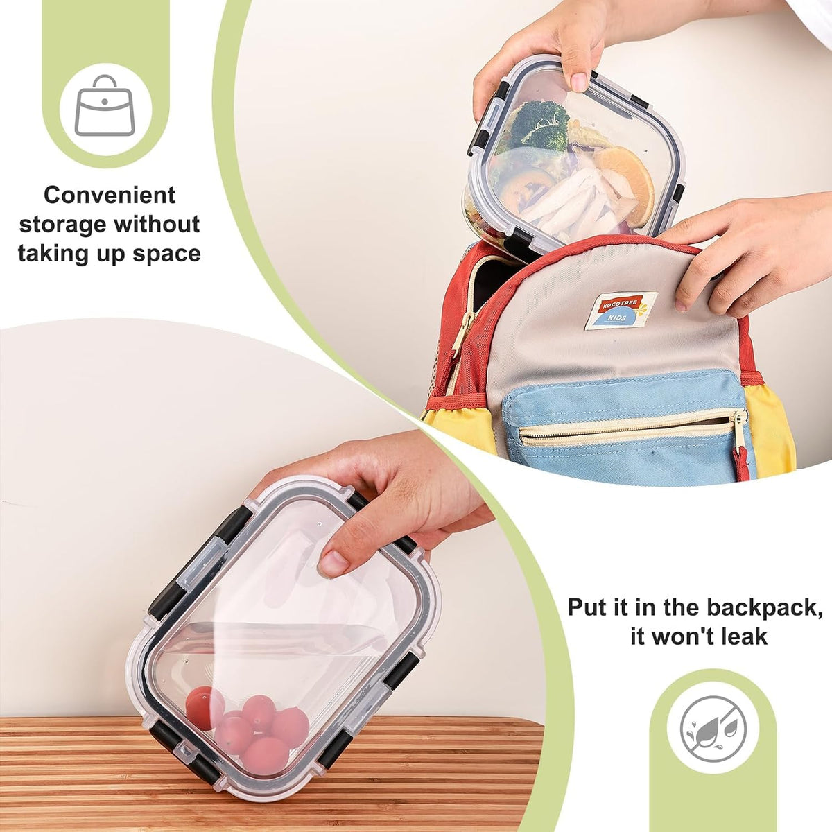 Glass Food Storage Containers with Lids, Meal Prep Containers, Airtight Bento Boxes with Leak Proof Locking for Microwave, Oven, Freezer and Dishwasher, BPA Free